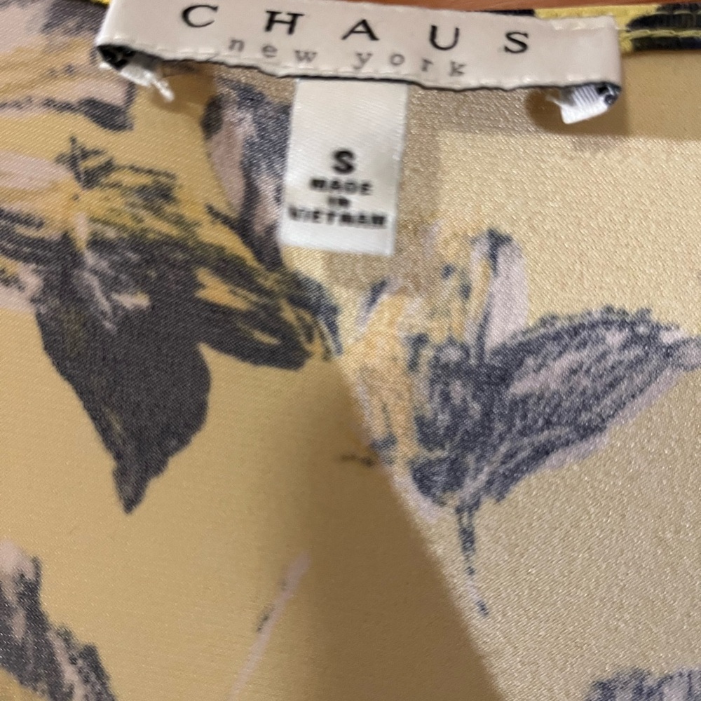 Chaus Yellow and Black Ruched Wrap Midi Dress - Picture 4 of 4